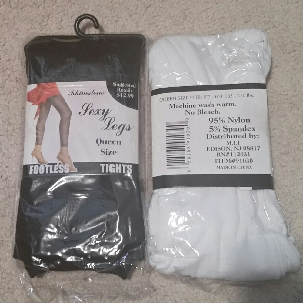 Footless Tights Black Rhinestone Queen Plus Size